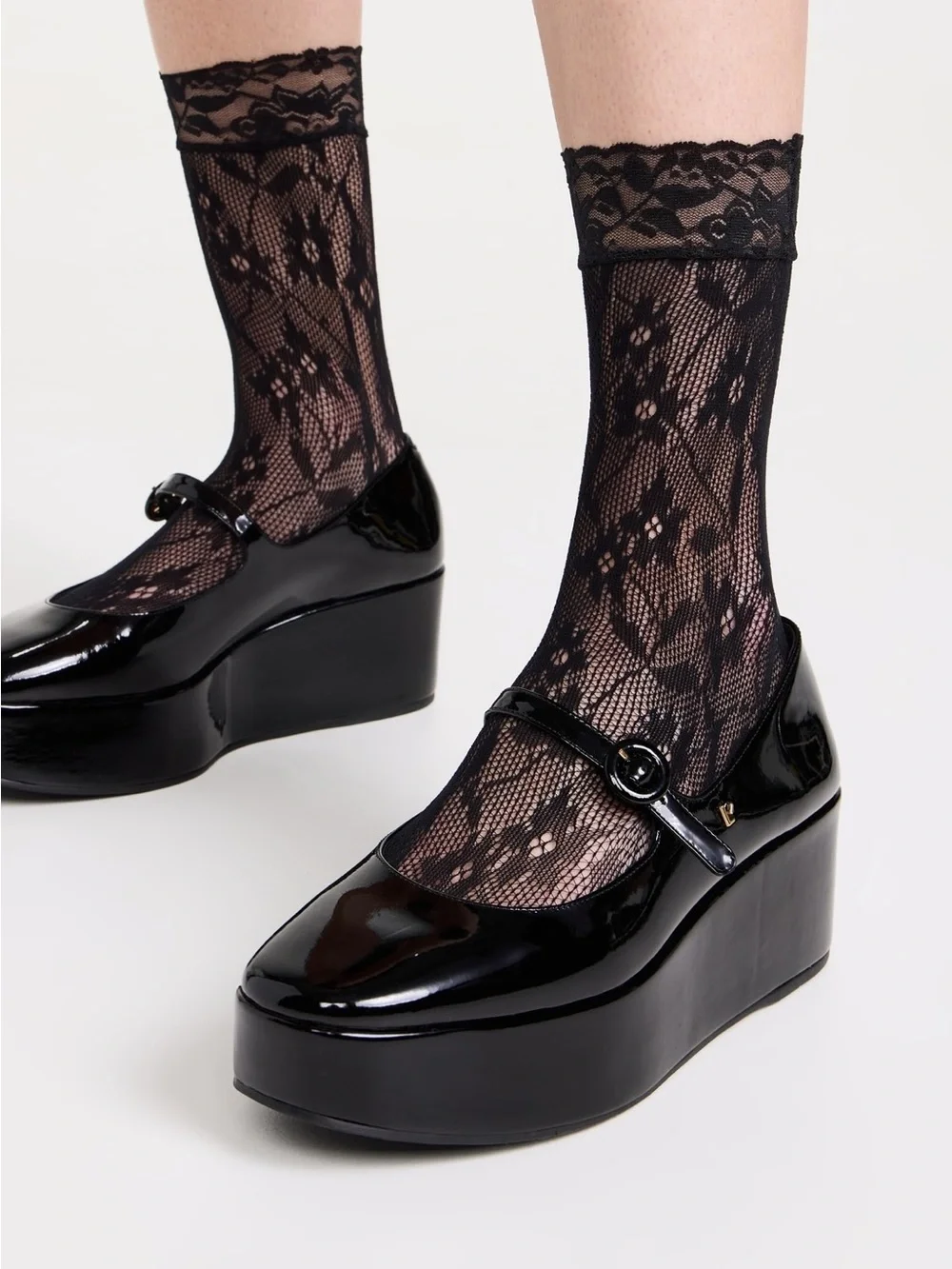 LARROUDE Black Patent Leather Blair Ballet Flatform Platform Mary Janes 10 NEW